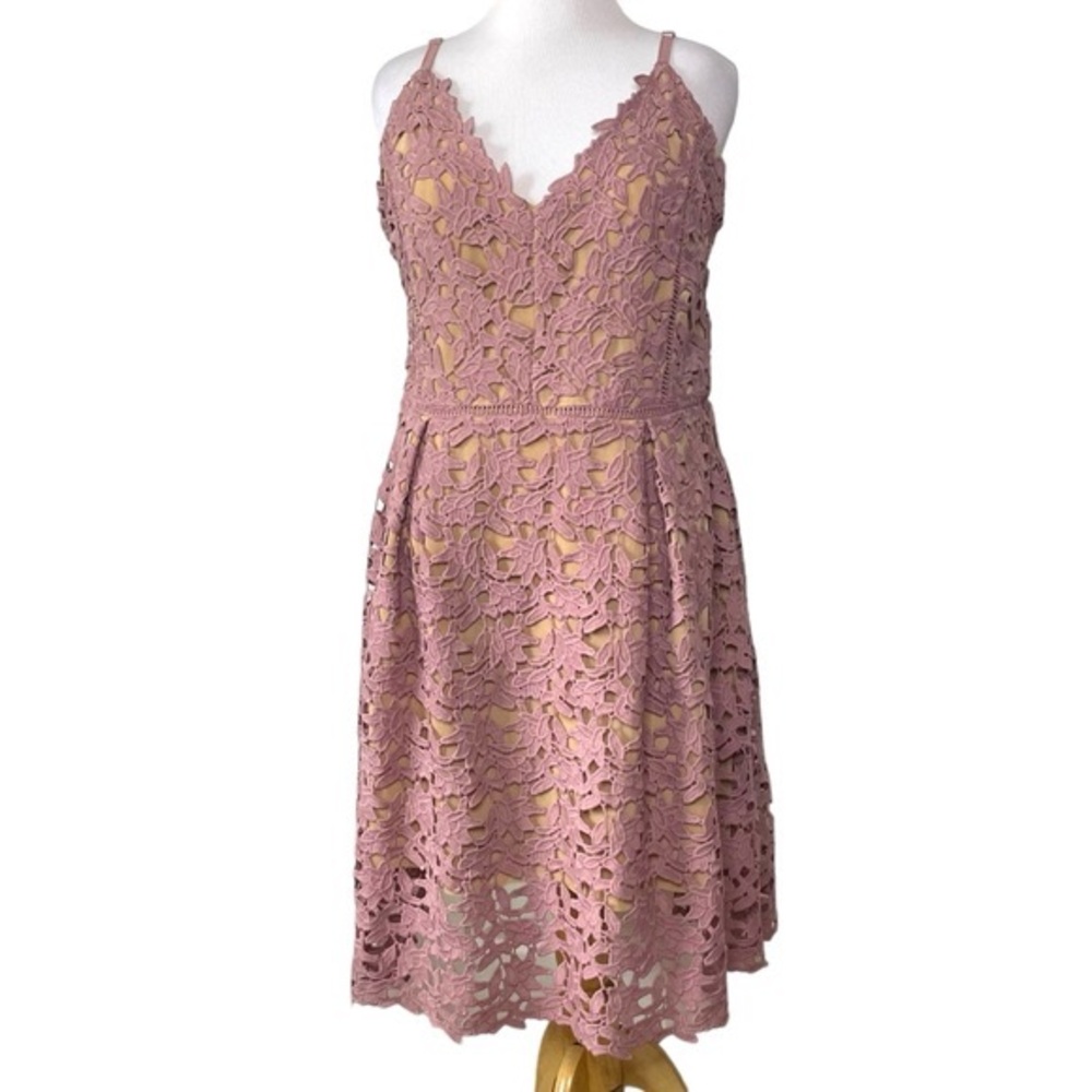 City Chic So Fancy Mauve Lace Fit and Flare Plus Size Midi Dress Size 22…NWT